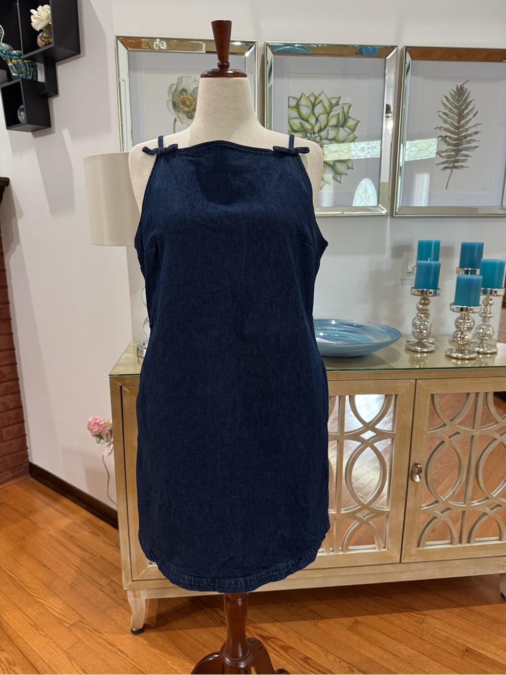 GAP Dark Blue Denim Mini Dress with Cute Bows